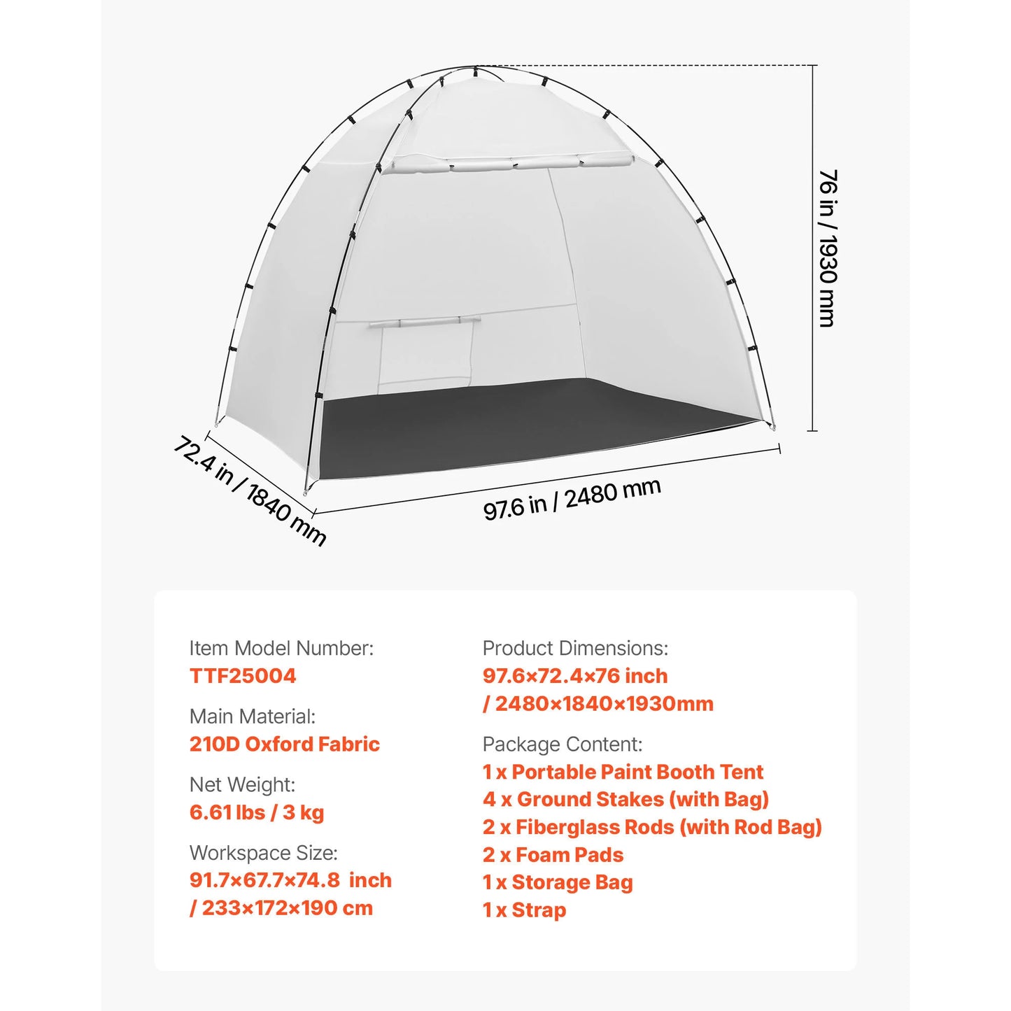 SucceBuy Portable Paint Booth Tent Painting Tent Station Spray Shelter w Built-in Floor Large Space Oxford Spray Painting Tents