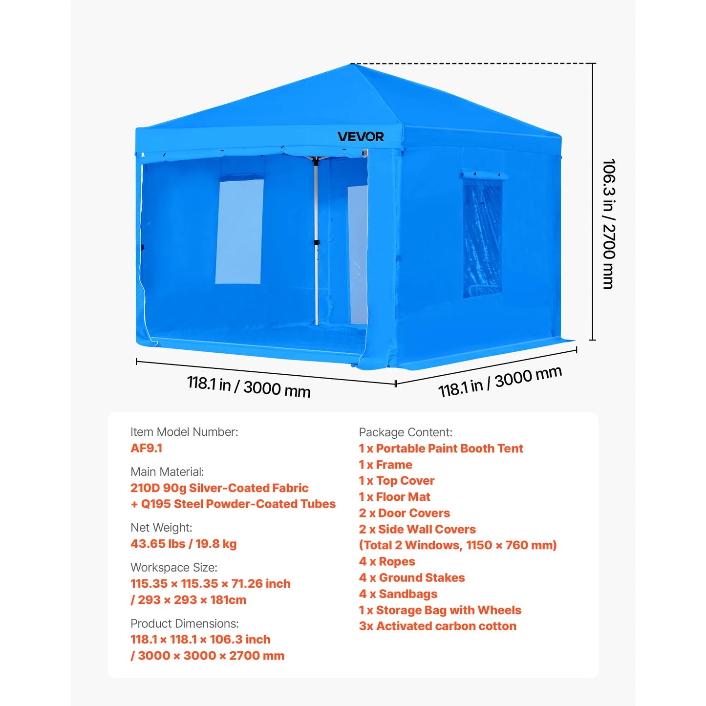 SucceBuy Portable Paint Booth Tent Painting Tent Station Spray Shelter w Built-in Floor Large Space Oxford Spray Painting Tents