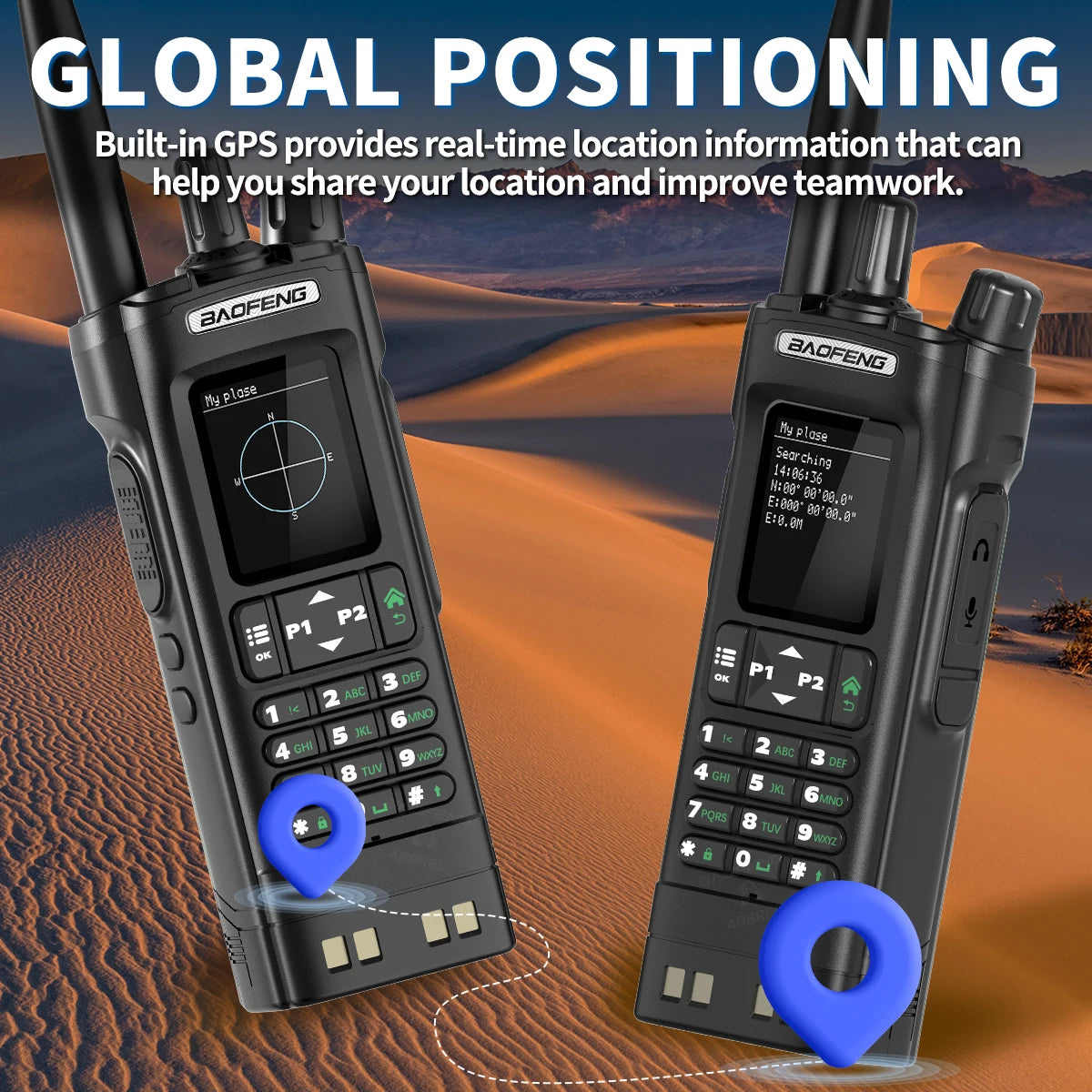 Baofeng UV-32 GPS Walkie Talkie 10W Long Range Multi Band Bluetooth APP Programming Wireless Copy Frequency Type-C Two Way Radio
