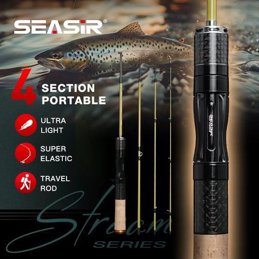 Seasir Silent Stream Spining Baitcasting Fishing Rod Carbon Fiber UL Power 1.53/1.65M Spinning Casting Lure Rods 4 Sections