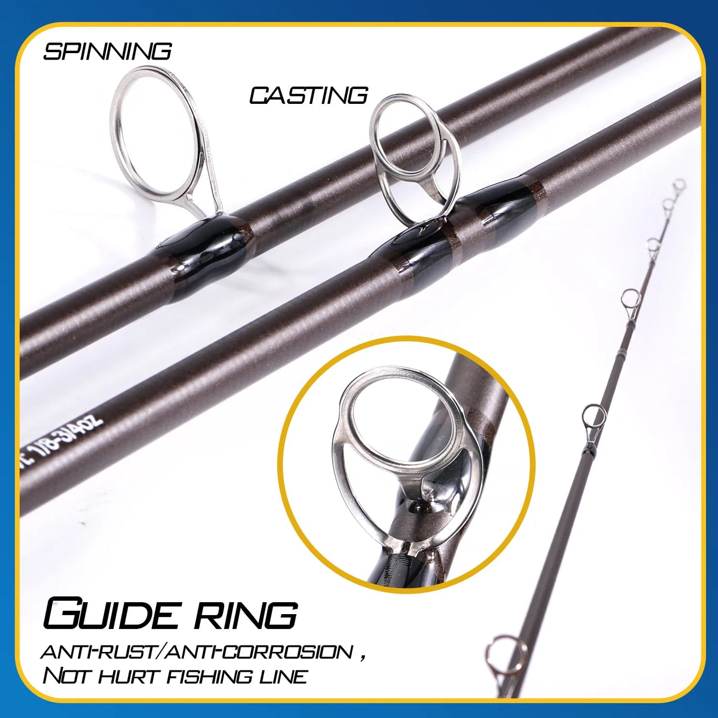 Sougayilang 2.1m Lure Fishing Rod Carbon Fibre Bass Trout Rods Cork Handle Spinning Casting Fishing Rods for Freshwater Fishing