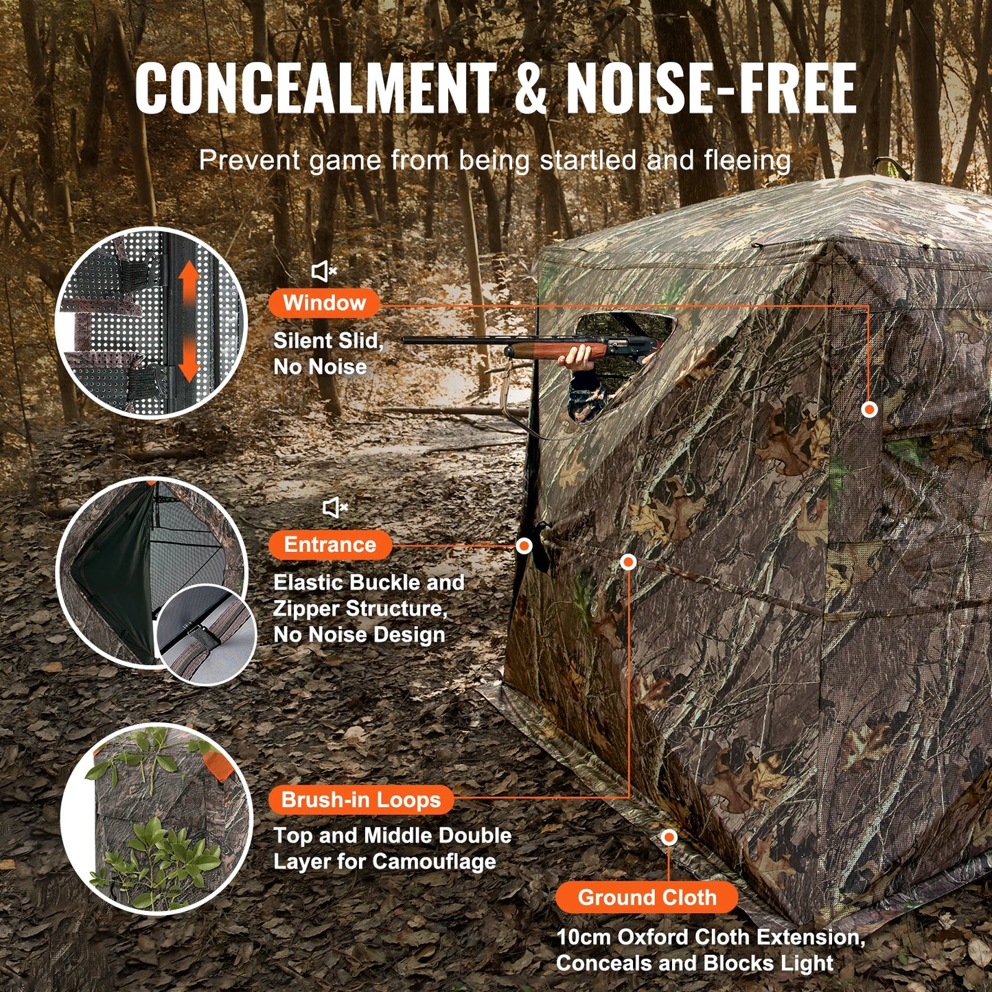 SucceBuy Hunting Blind 270°See Through Ground Blind 4-5Person Pop Up Deer Blind for Hunting Portable for Turkey and Deer Hunting
