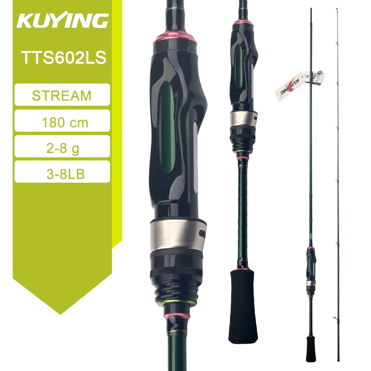 KUYING TETON Stream 5‘10“ 1.75m 6‘0“ 1.8m Spinning Casting Fishing Lure Rod Carbon FUJI Fast Speed Action River 0.3-8g 1-8lb
