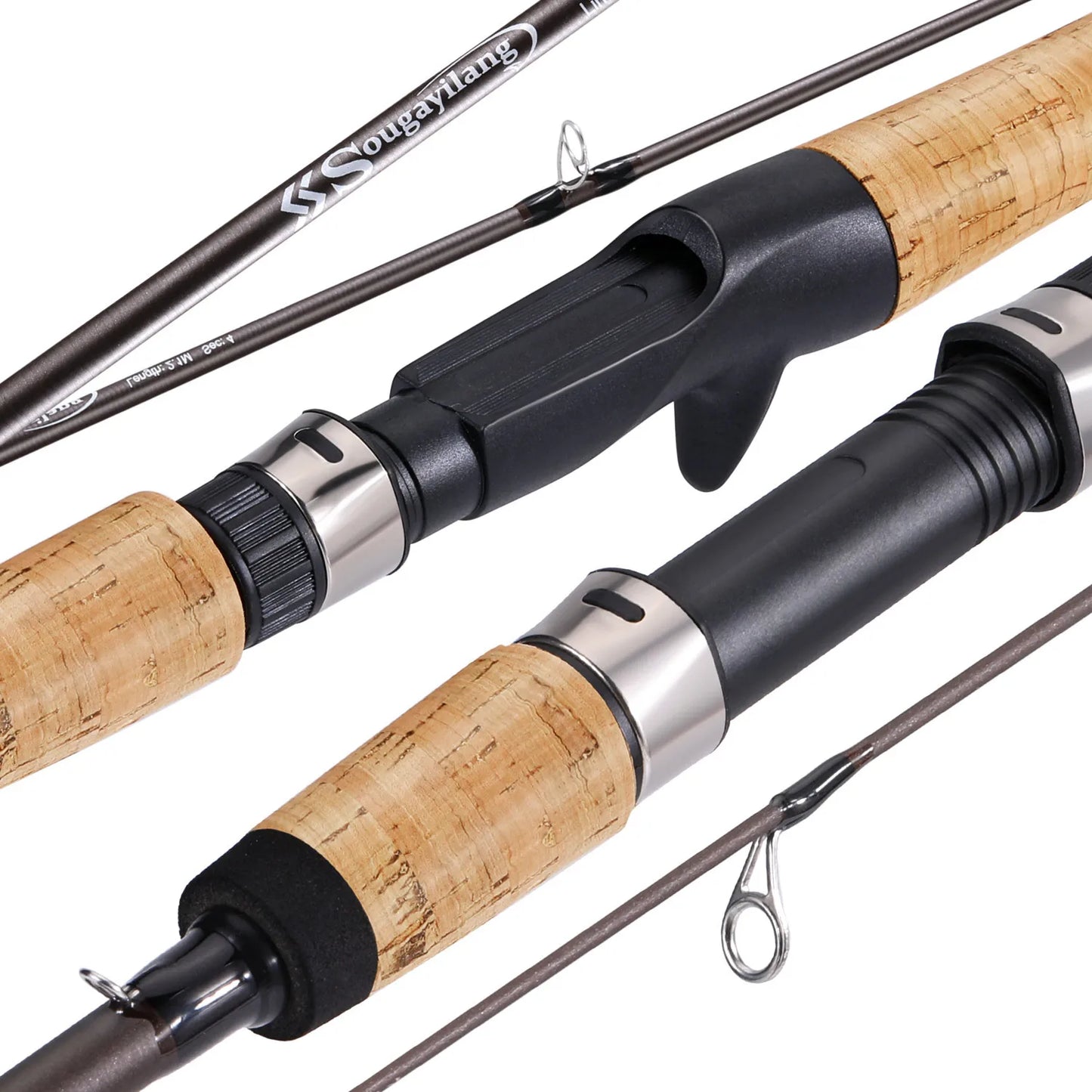 Sougayilang 2.1m Lure Fishing Rod Carbon Fibre Bass Trout Rods Cork Handle Spinning Casting Fishing Rods for Freshwater Fishing