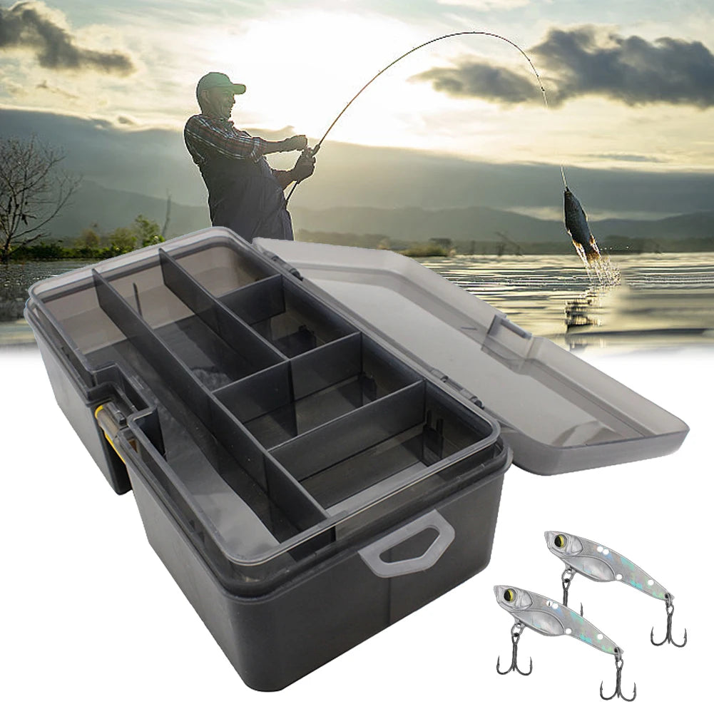 Double Layer Fishing Box with Adjustable Dividers Bait Lure Hook Accessories Box Bait Storage Box Multifunctional Fishing Tool