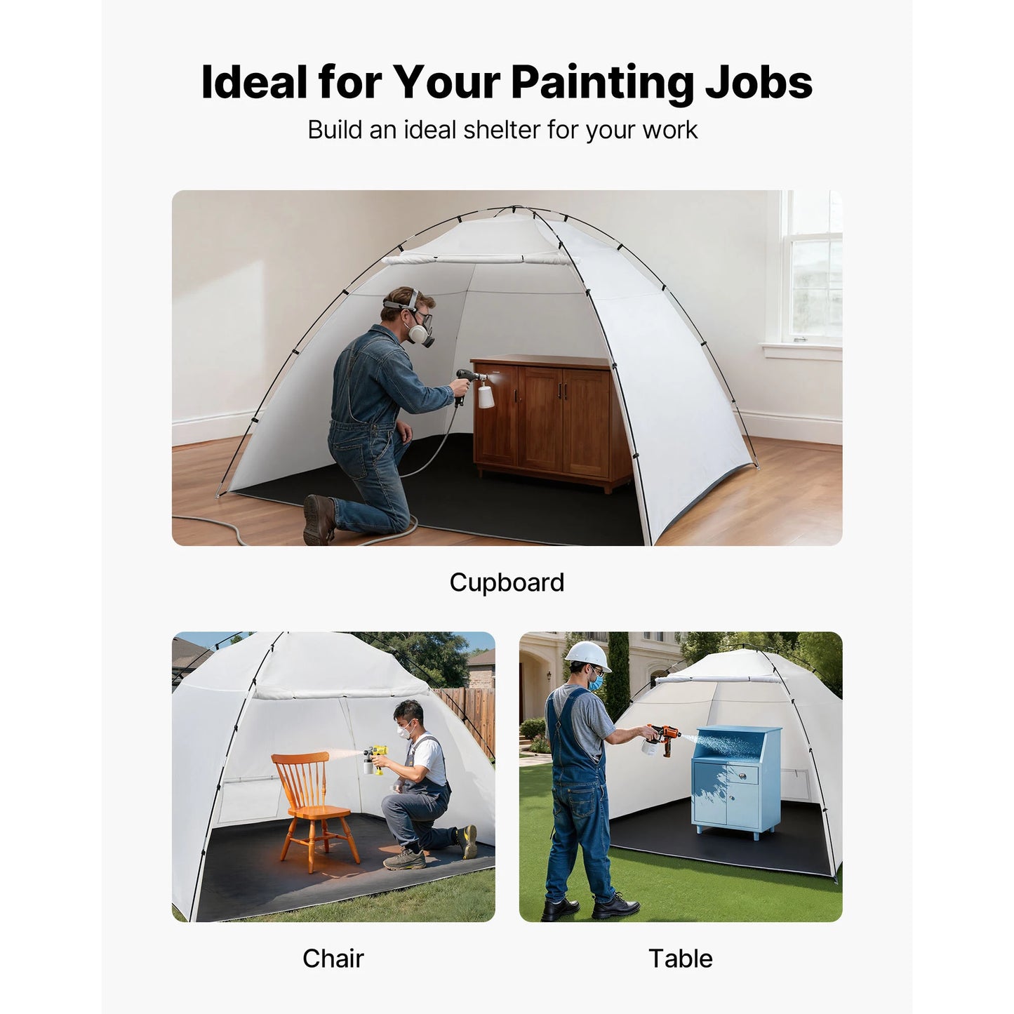 SucceBuy Portable Paint Booth Tent Painting Tent Station Spray Shelter w Built-in Floor Large Space Oxford Spray Painting Tents