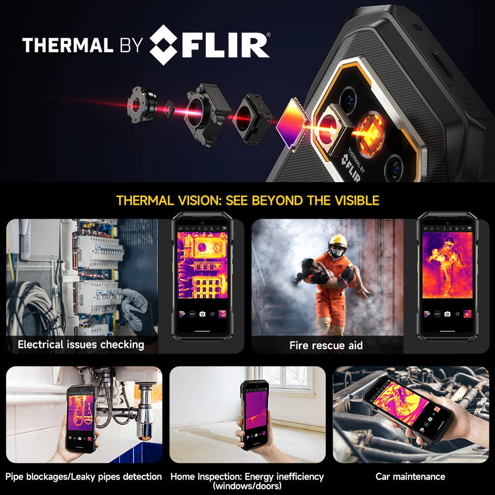 Ulefone Armor 27T Pro 5G THERMAL BY FLIR® Rugged Phone Android 14 10600mAh Smartphone 64MP 6.78" 24GB+256GB Mobile Phone NFC