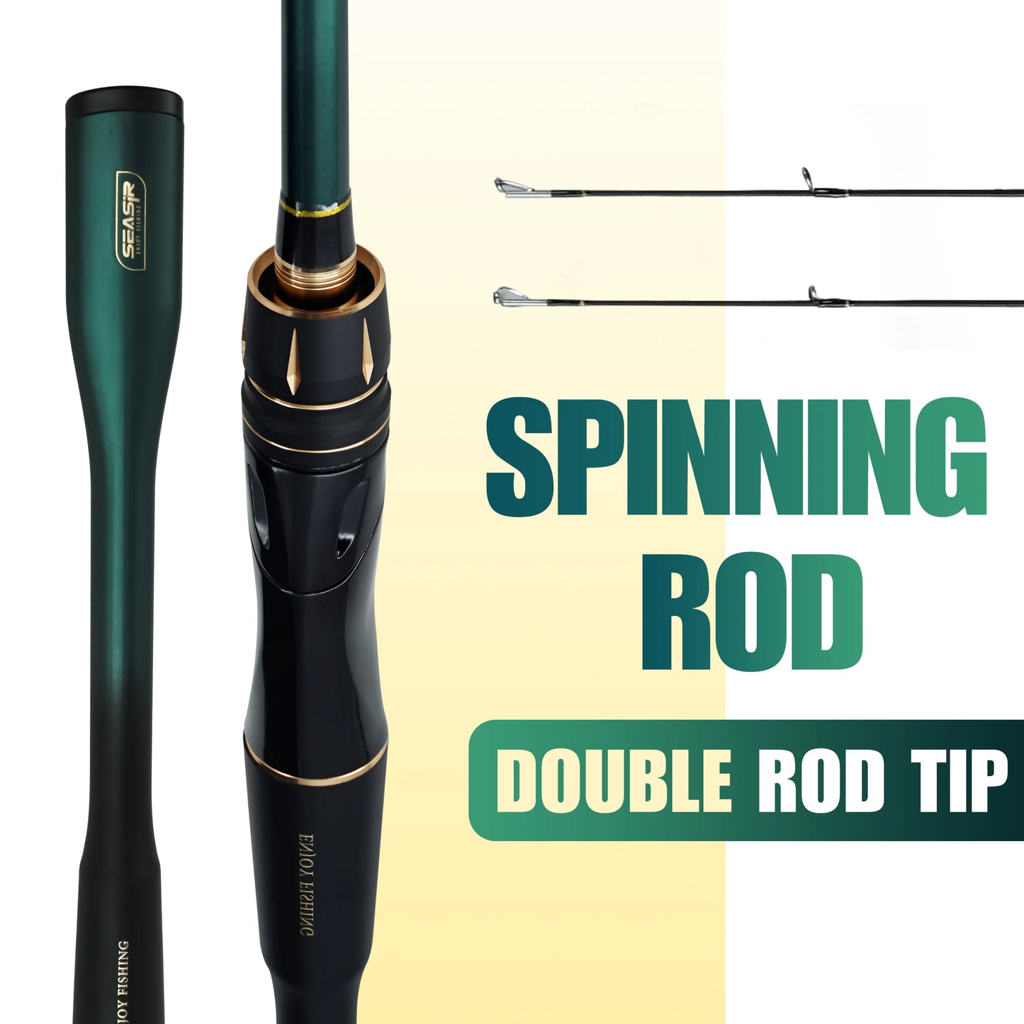 SEASIR Dark Dragon M/ML Two Rod Tips Spinning Baitcasting Fishing Rod Lure Carbon Fiber One-Piece Grip (6-35g/2.1M/2.4M)