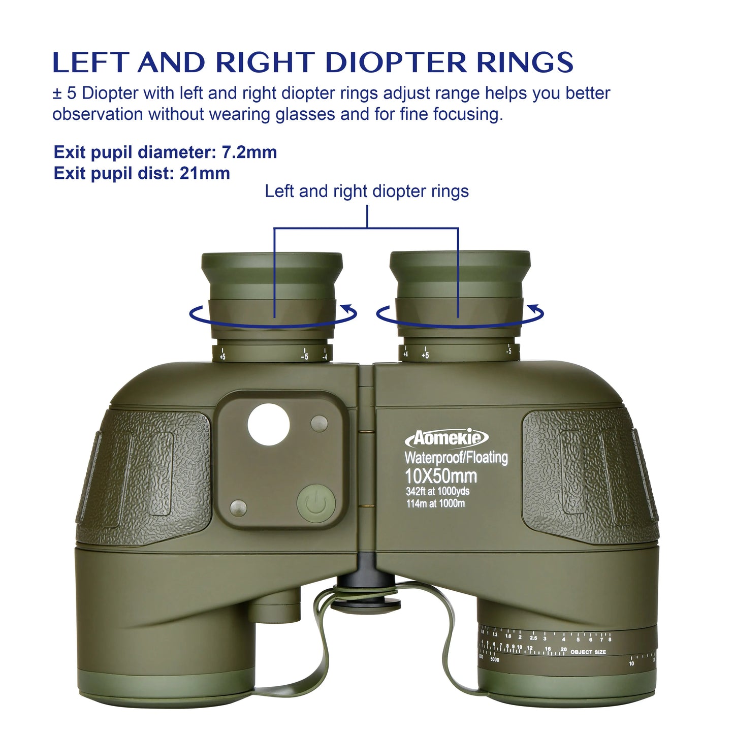 10X50 HD Marine Binoculars with Rangefinder Compass BAK4 Prism 50mm FMC Lens Waterproof for Outdoor Hunting Boating Camping