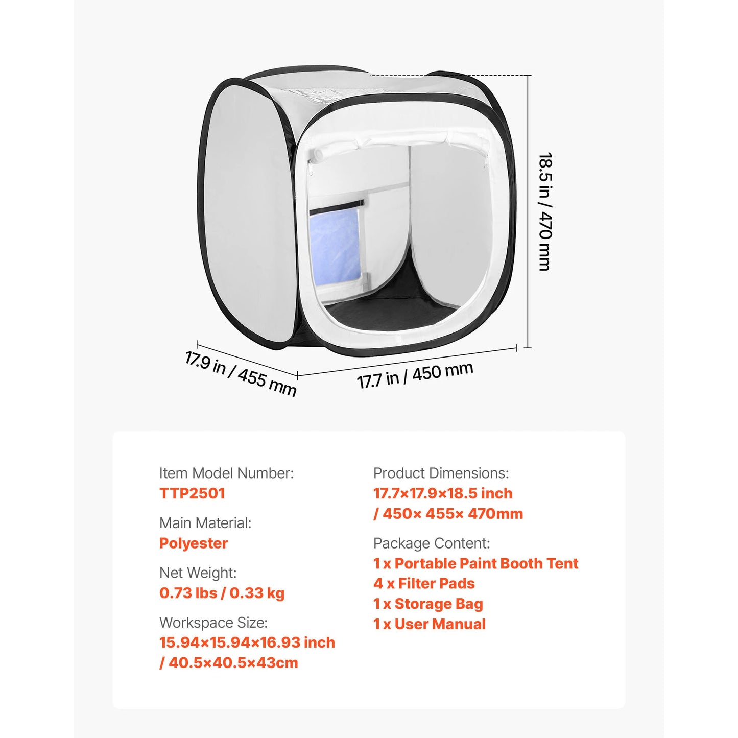 SucceBuy Portable Paint Booth Tent Painting Tent Station Spray Shelter w Built-in Floor Large Space Oxford Spray Painting Tents