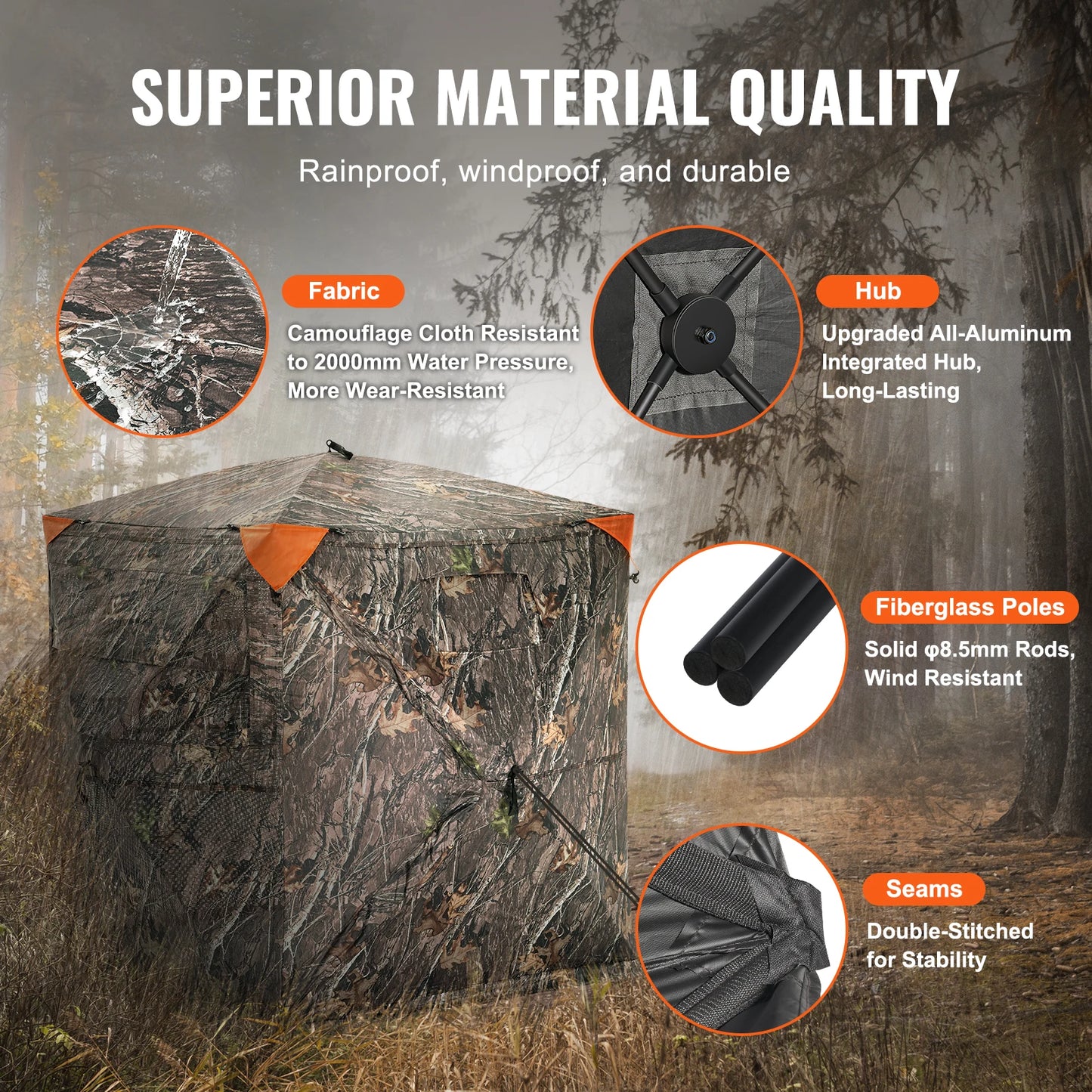 SucceBuy Hunting Blind  270° See Through Ground Blind 1-2 Person for Hunting  See Through Mesh for Turkey and Deer Hunting