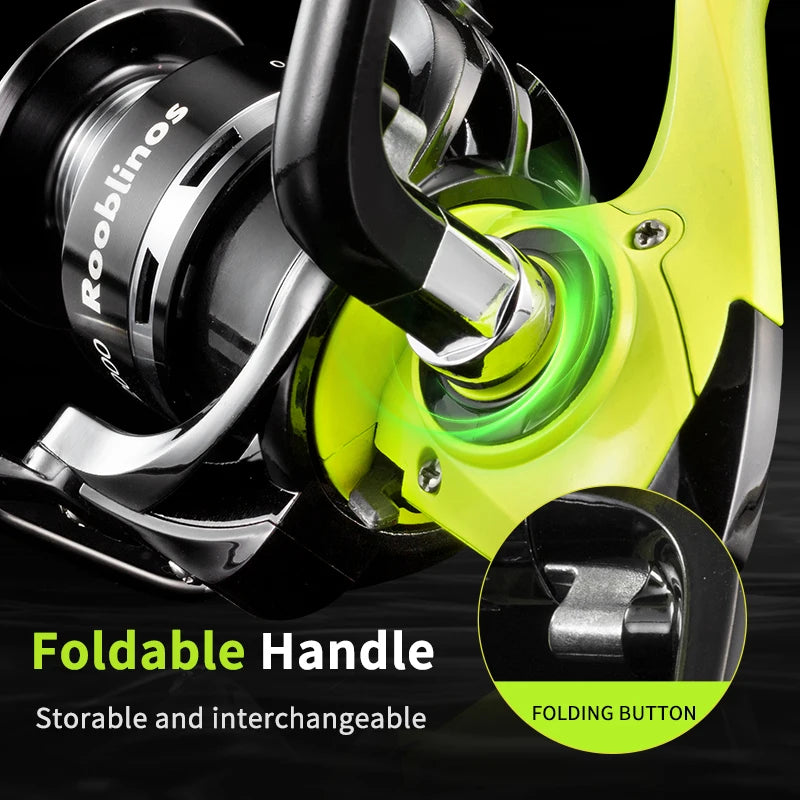 Rooblinos MX Spinning Fishing Reel 5.2:1 Gear Ratio 2+1BB Lightweight Smooth Drag Anti-Reverse for Saltwater Freshwater